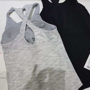 Lululemon halter Tank. Grey/white stripe and black